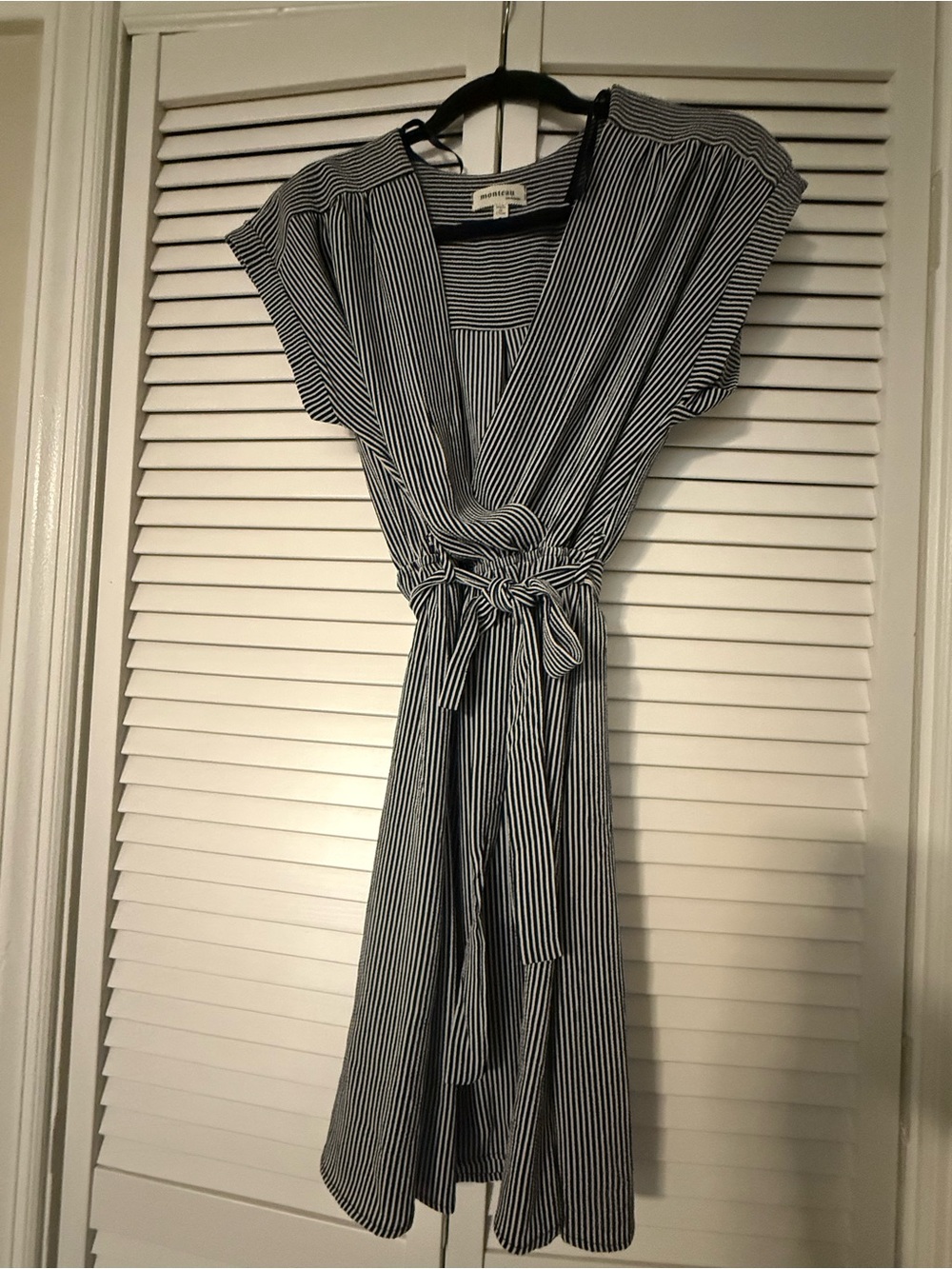 Monteau Black and White Striped Midi Dress